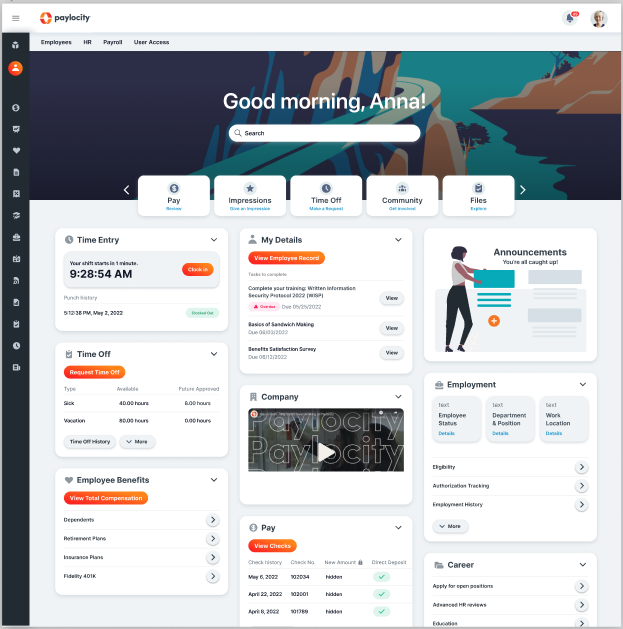 Paylocity Citrus design system screens